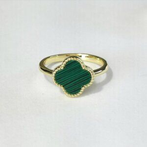 Clover Malachite Ring 14k gold Vermeil size 8 🆕